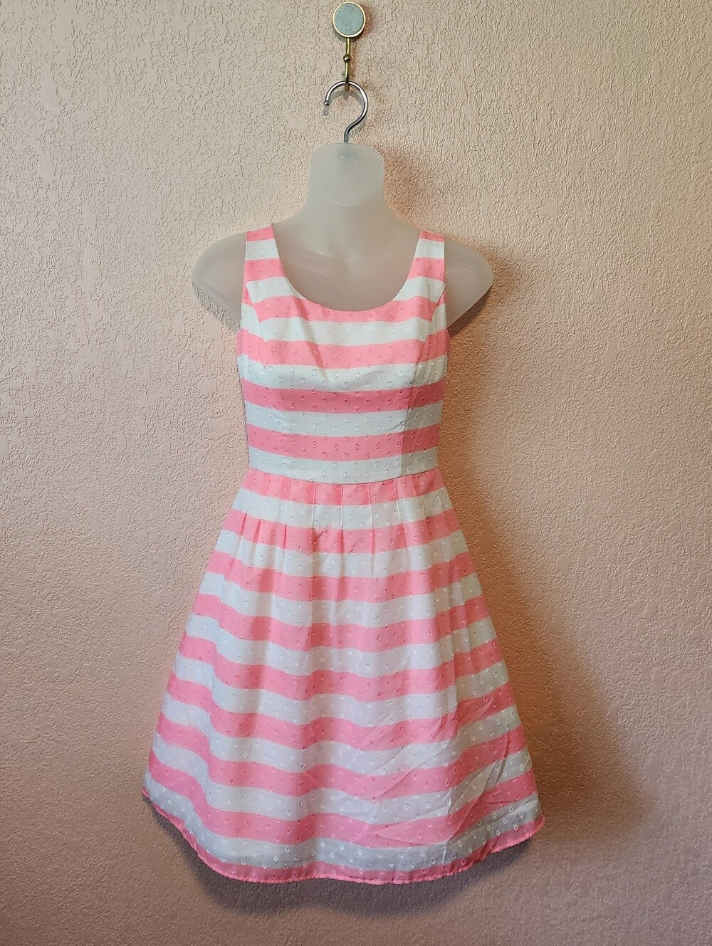 Lilly Pulitzer Preppy Pink White Striped Posey Sleeveless Fit & Flare Dress